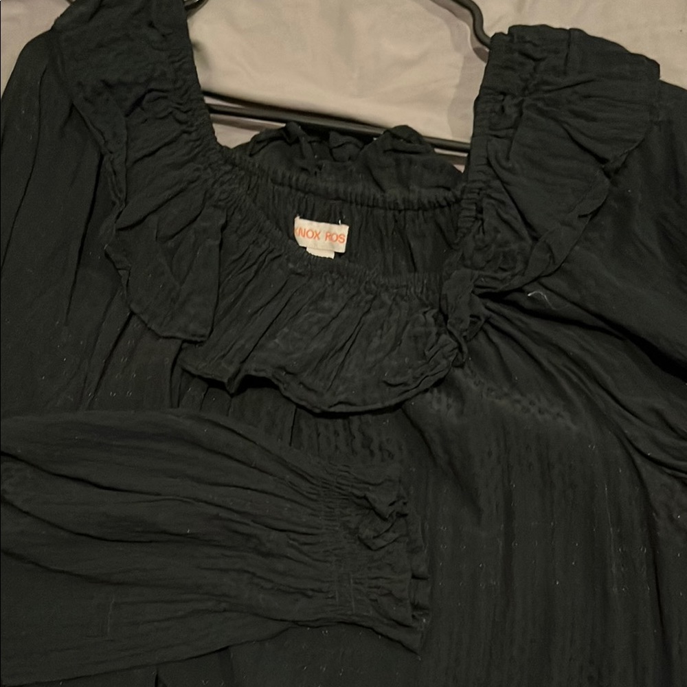 Knox Rose Black Ruffle Blouse